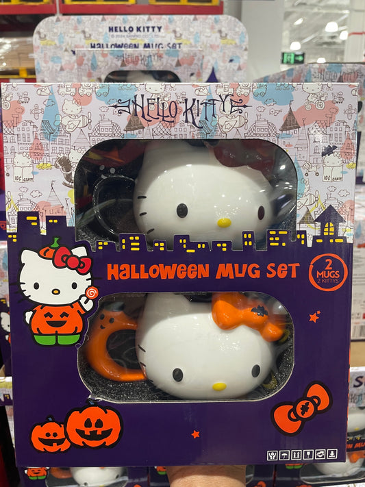 Sam’s Club Sanrio Hello Kitty Halloween 2 Mug Set Ceramic Coffee Cup Black +Orange Bow Mug Set