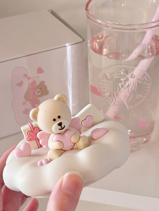 Authentic Starbucks Glass Cup Bear Hearts Cup