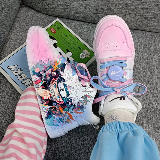 Naruto Sneakers Dusty Pink Blue Warrior Shoes