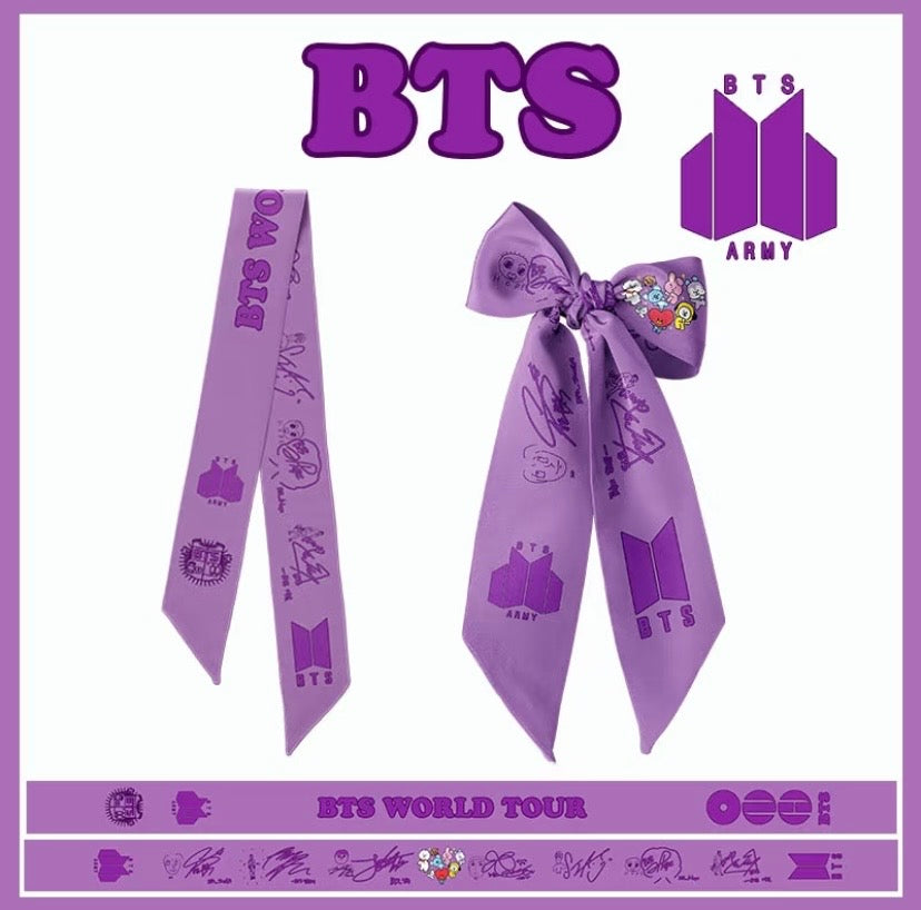 K-pop BTS Arirang World Tour Army Fan Silk Scarf + Hair Scrunch