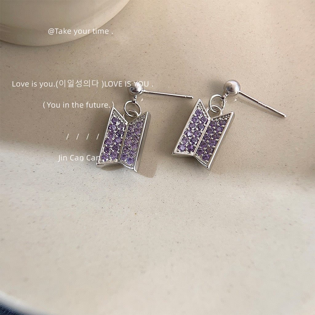 K-pop BTS Army Purple Earrings + free gift box