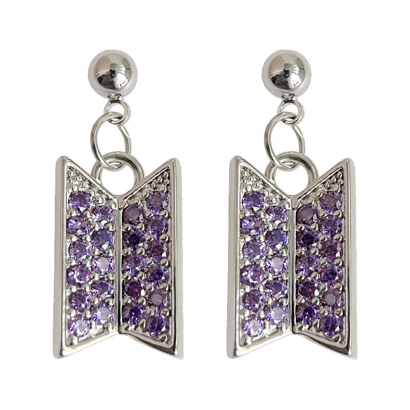 K-pop BTS Army Purple Earrings + free gift box