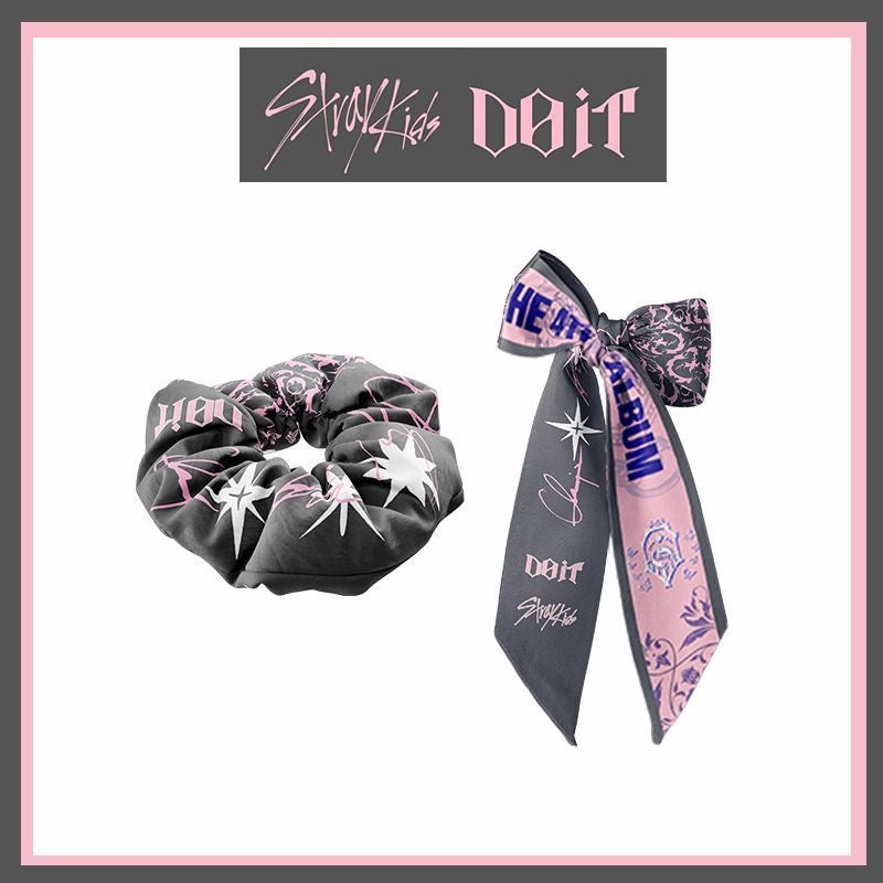 K-pop Stray Kids Do It Album Silk Scarf +Scrunchie Set