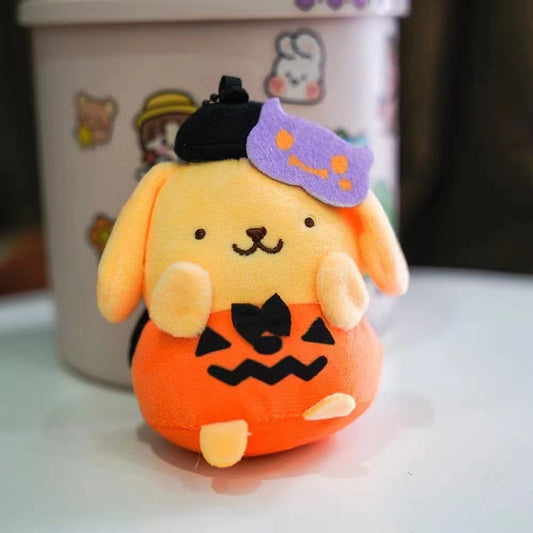 Sanrio Halloween Plushy Keychain Bag Charm Pompompurin My Melody Cinamoroll Hello Kitty Kuromi Hangyodon 12 cm plushy