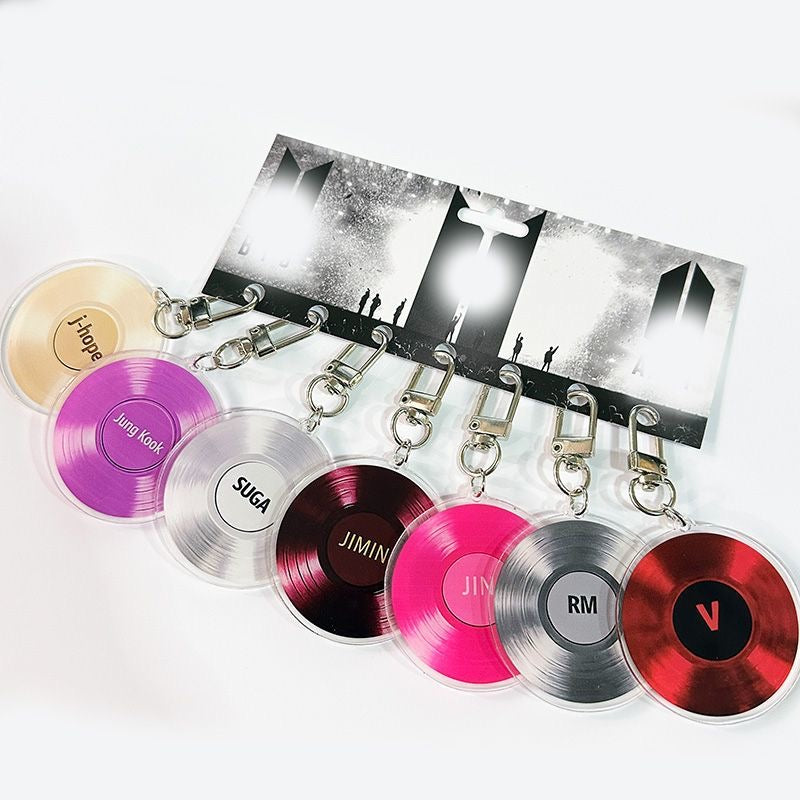 K-pop BTS Vinyl Army Bag Phone Charms Accessories Set of 7 Acrylic Keychain