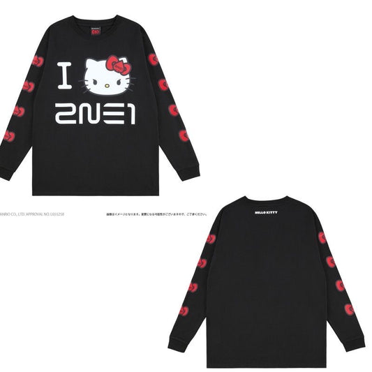 K-pop 2NE1 Welcome back Tour Sanrio Hello Kitty Long Sleeve Tshirt Park Bom Minzy CL Dara