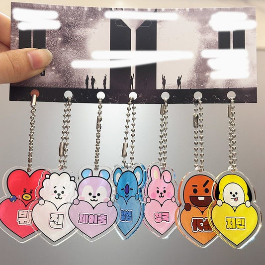 K-pop BTS Bt21 Bag Phone Charms Accessory Set of 7 Acrylic Keychain