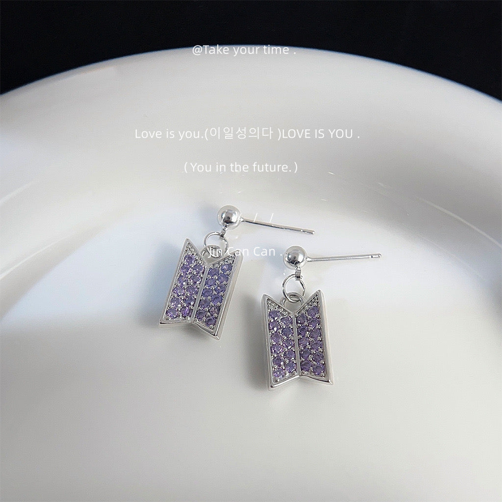 K-pop BTS Army Purple Earrings + free gift box