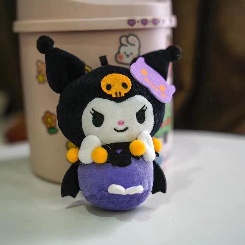 Sanrio Halloween Plushy Keychain Bag Charm Pompompurin My Melody Cinamoroll Hello Kitty Kuromi Hangyodon 12 cm plushy
