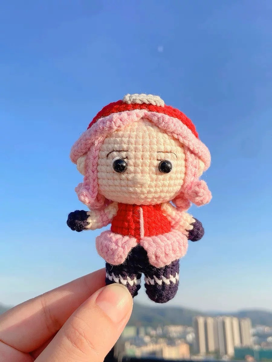 Hand-knitted Naruto Kakashi Sakura Handmade Plush Toy Pendant Bag Charm Keychain