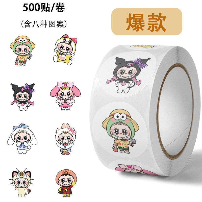 Labubu X Sanrio Stickers Roll With 500 Stickers Stationary