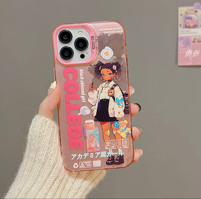 Cute Melanin Girl Phone Case For IPhone 11 12 13 14 Pro Pro Max