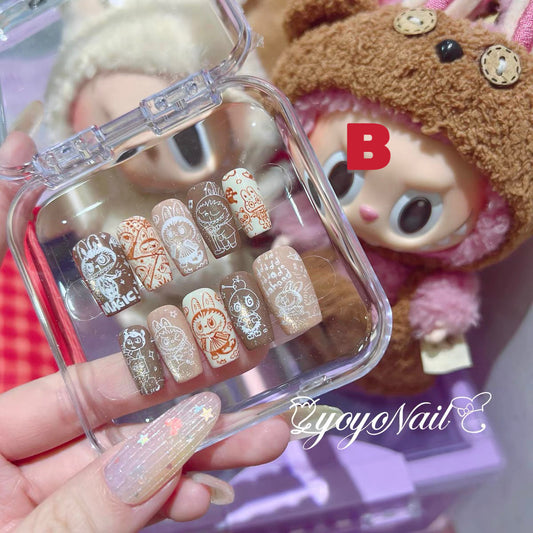 Handmade Labubu Stick On Acrylic Nails [shipped in 10 days ]