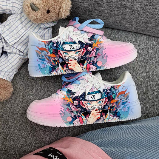 Naruto Sneakers Dusty Pink Blue Warrior Shoes