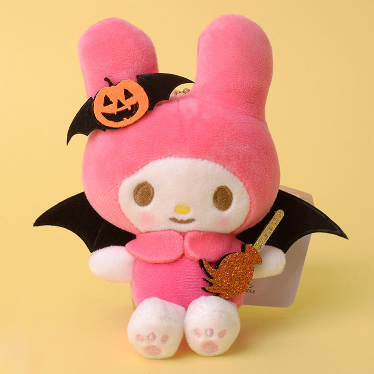 [FREE SHIPPING] Sanrio Halloween Japanese Style Plushy Keychain Bag Charm Pompompurin My Melody Cinamoroll Hello Kitty Kuromi Hangyodon 12 cm plushy