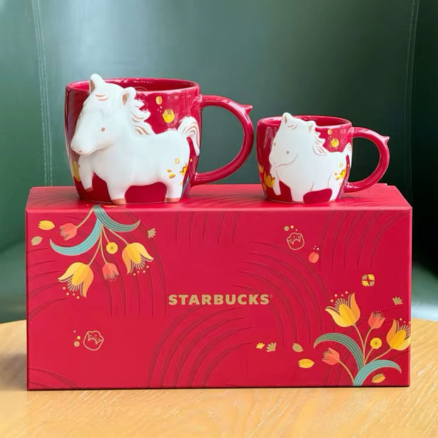 Authentic Starbucks China 2026 Red Chinese New Year of the Horse Cups