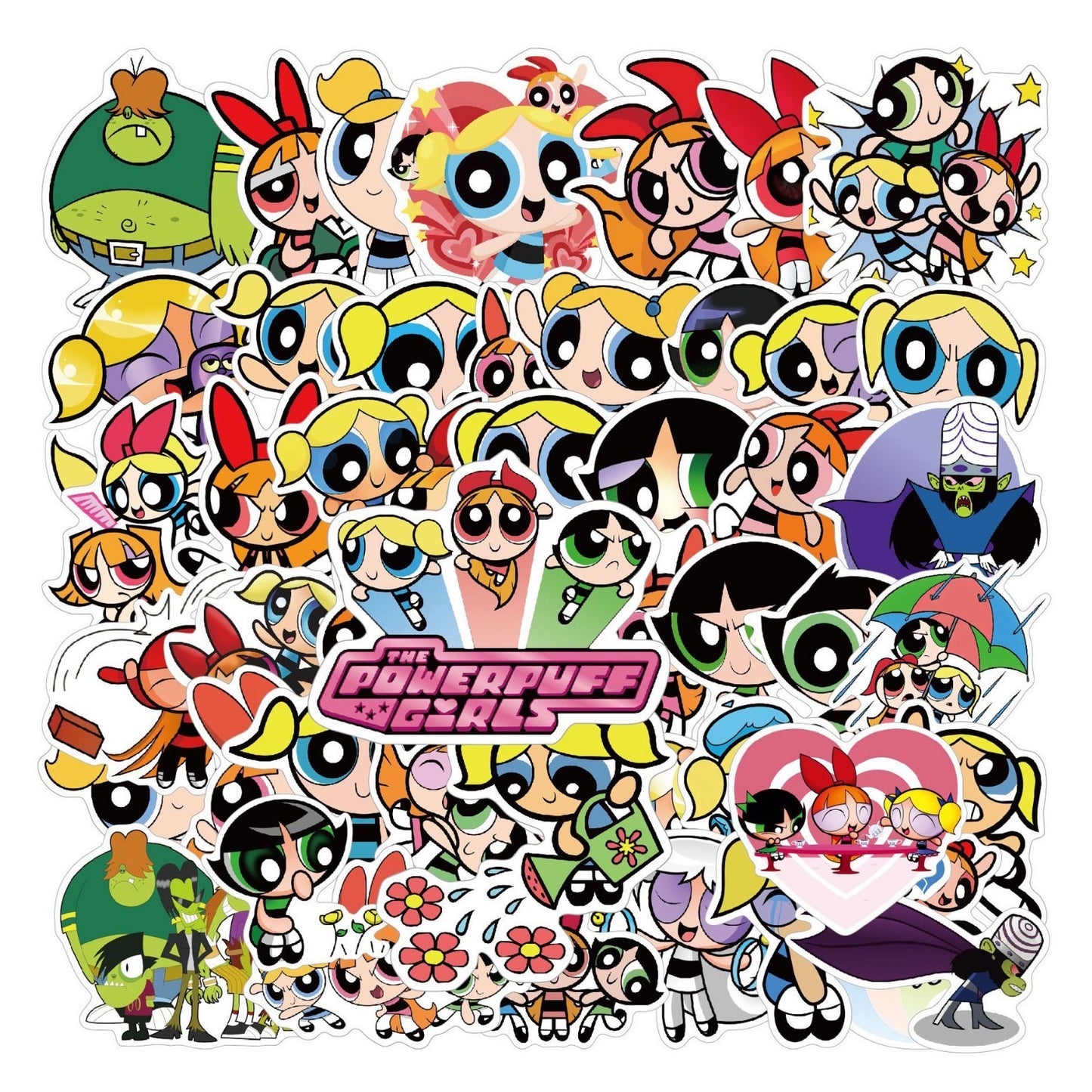 Naixue Tea X Powerpuff Girls Stainless Steel Cup +Bag Sets Stickers Cute Kawaii