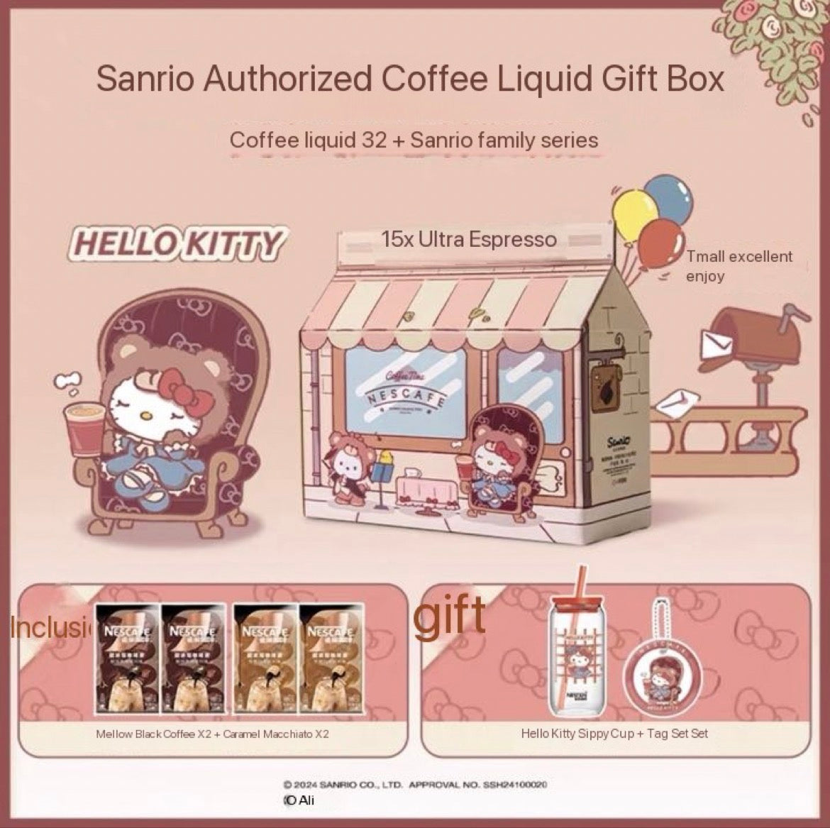 Sanrio X Nestle Coffee Glass Cup Badge Apron