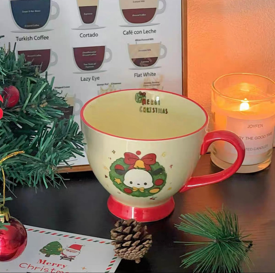 Sanrio Christmas Coffee Mug Hello Kitty Cinamoroll Kuromi My Melody Pochacco Pompompurin