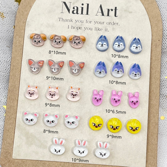 K-pop Skzoo Stray Kids Nail Charms pack of 20 mixed designs + sticker pack