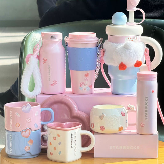 Authentic Starbucks 2026 Chinese Valentines Day Pupu Duck Cups Plush Bear