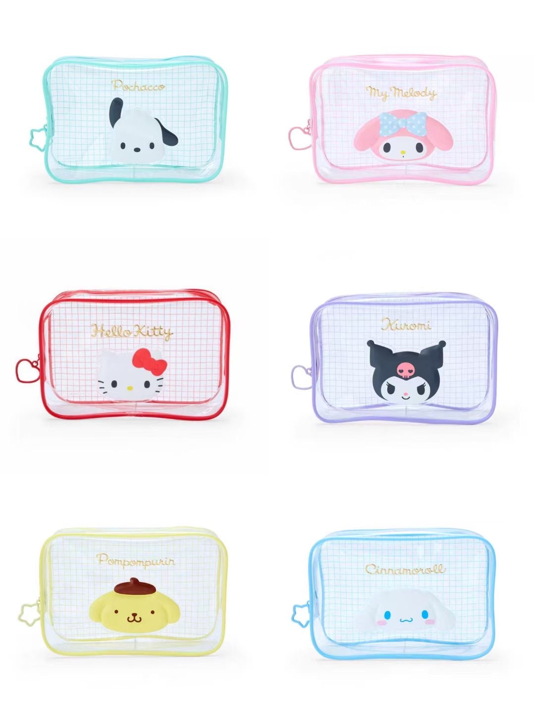 Sanrio 1 Pcs Make Up Clear Storage Bag Hello Kitty Pompompurin Pochacco Cinamoroll