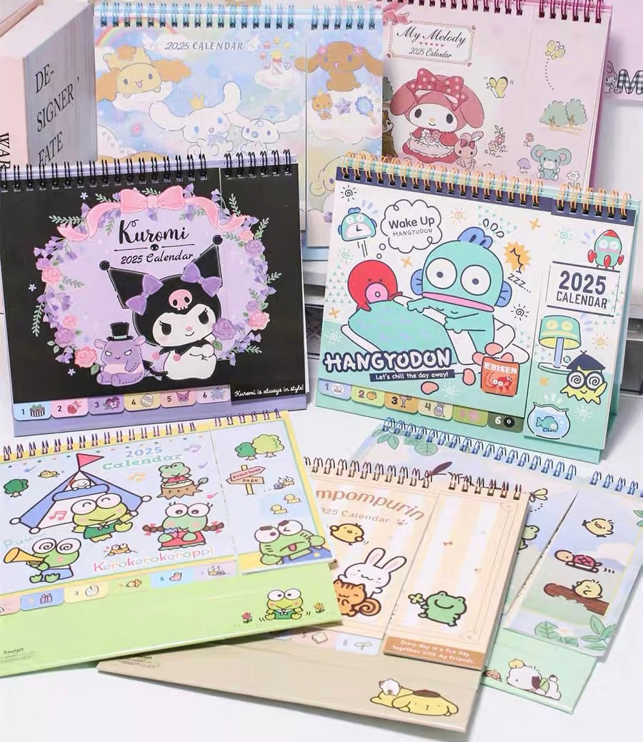 Sanrio 2025 New Year Calendar Stationary Kuromi My Melody Kuromi Cinamoroll Hangyodon