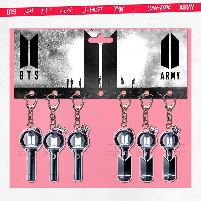 K-pop BTS lightstick Army Bag Phone Charms Accessory Set of 7 Acrylic Keychain