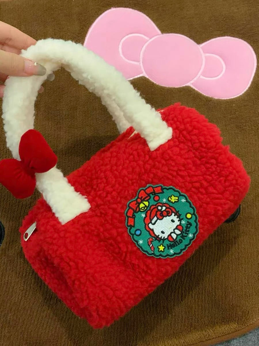 Sanrio Cute Hello Kitty Fuzzy Christmas Bag