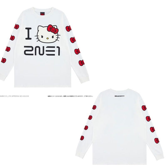 K-pop 2NE1 Welcome back Tour Sanrio Hello Kitty Long Sleeve Tshirt Park Bom Minzy CL Dara