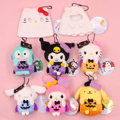 Sanrio Halloween Japanese Style Plushy Keychain Bag Charm Pompompurin My Melody Cinamoroll Hello Kitty Kuromi Hangyodon 12 cm plushy