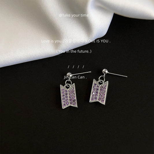 K-pop BTS Army Purple Earrings + free gift box