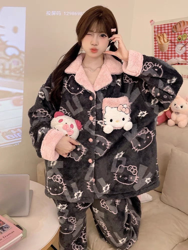 Sanrio Winter Black Pajamas Hello Kitty