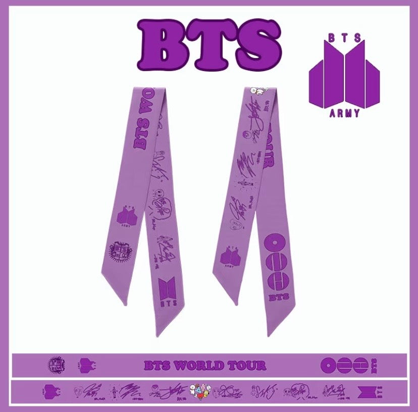 K-pop BTS Arirang World Tour Army Fan Silk Scarf + Hair Scrunch