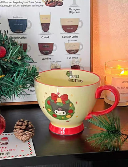 Sanrio Christmas Coffee Mug Hello Kitty Cinamoroll Kuromi My Melody Pochacco Pompompurin