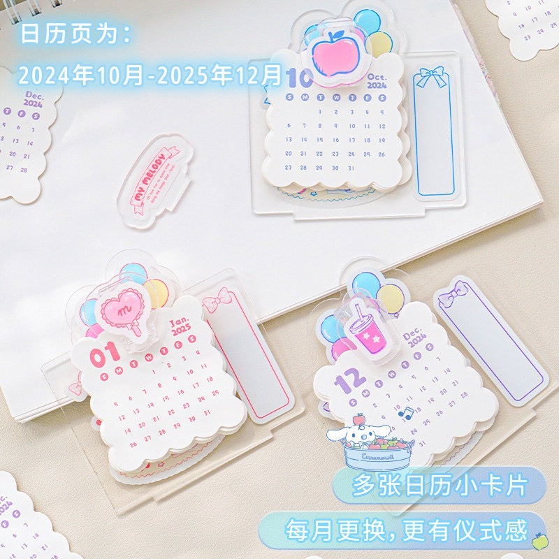 Sanrio 2025 New Year Calendar Acrylic + Sticky Notes Stationary