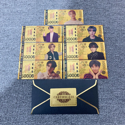 k-pop BTS Money 7 Notes + Certificate Jungkook Jhope Suga V Jimin RM Jin