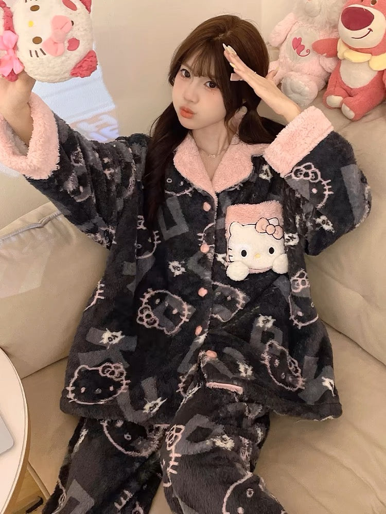 Sanrio Winter Black Pajamas Hello Kitty