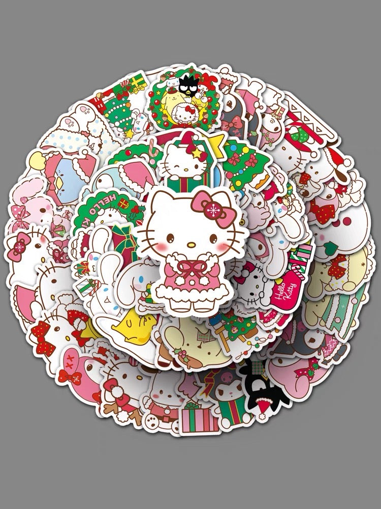 Sanrio 50 Pcs Mixed Hello Kitty and Friends Christmas Stickers