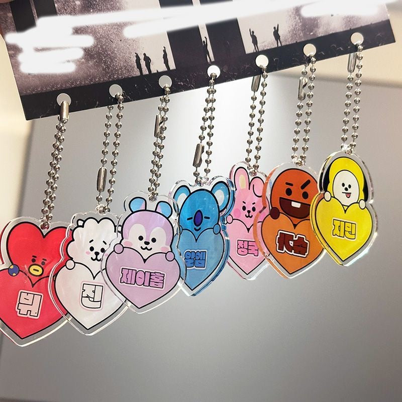 K-pop BTS Bt21 Bag Phone Charms Accessory Set of 7 Acrylic Keychain
