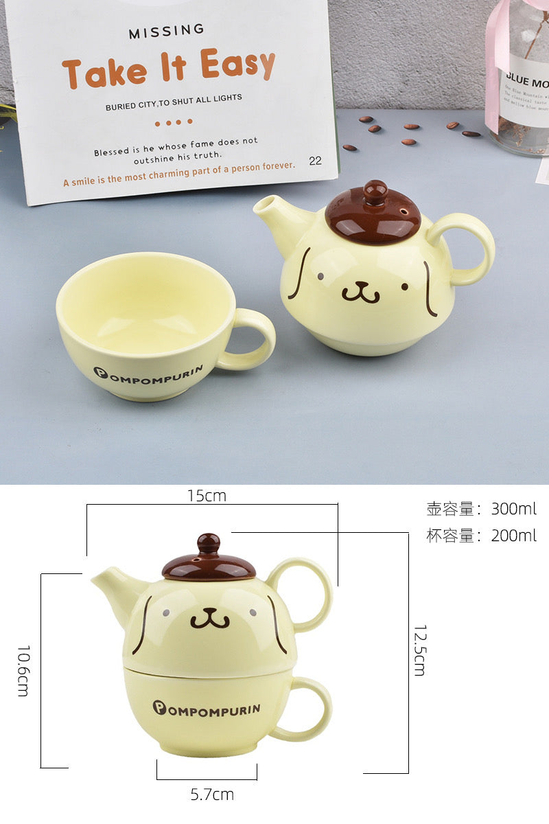 Cute Sanrio Japanese Pompompurin Teapot Set