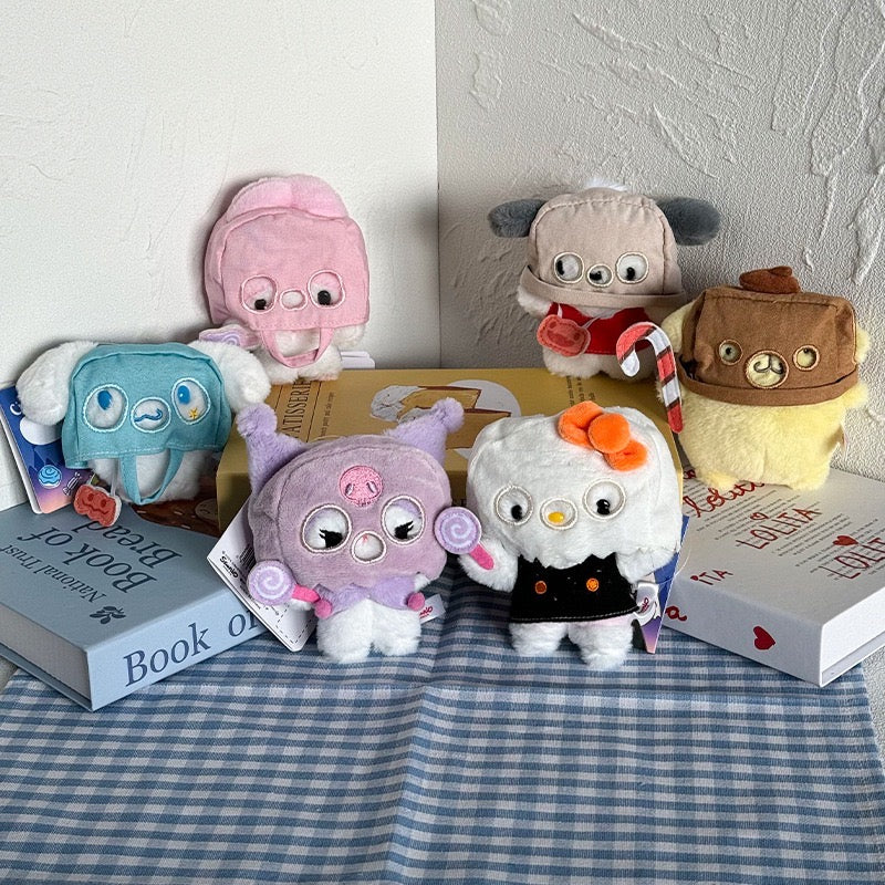 Sanrio Halloween Plushy Japan Version  Keychain Bag Charm Pompompurin My Melody Cinamoroll Hello Kitty Kuromi 12 cm plushy