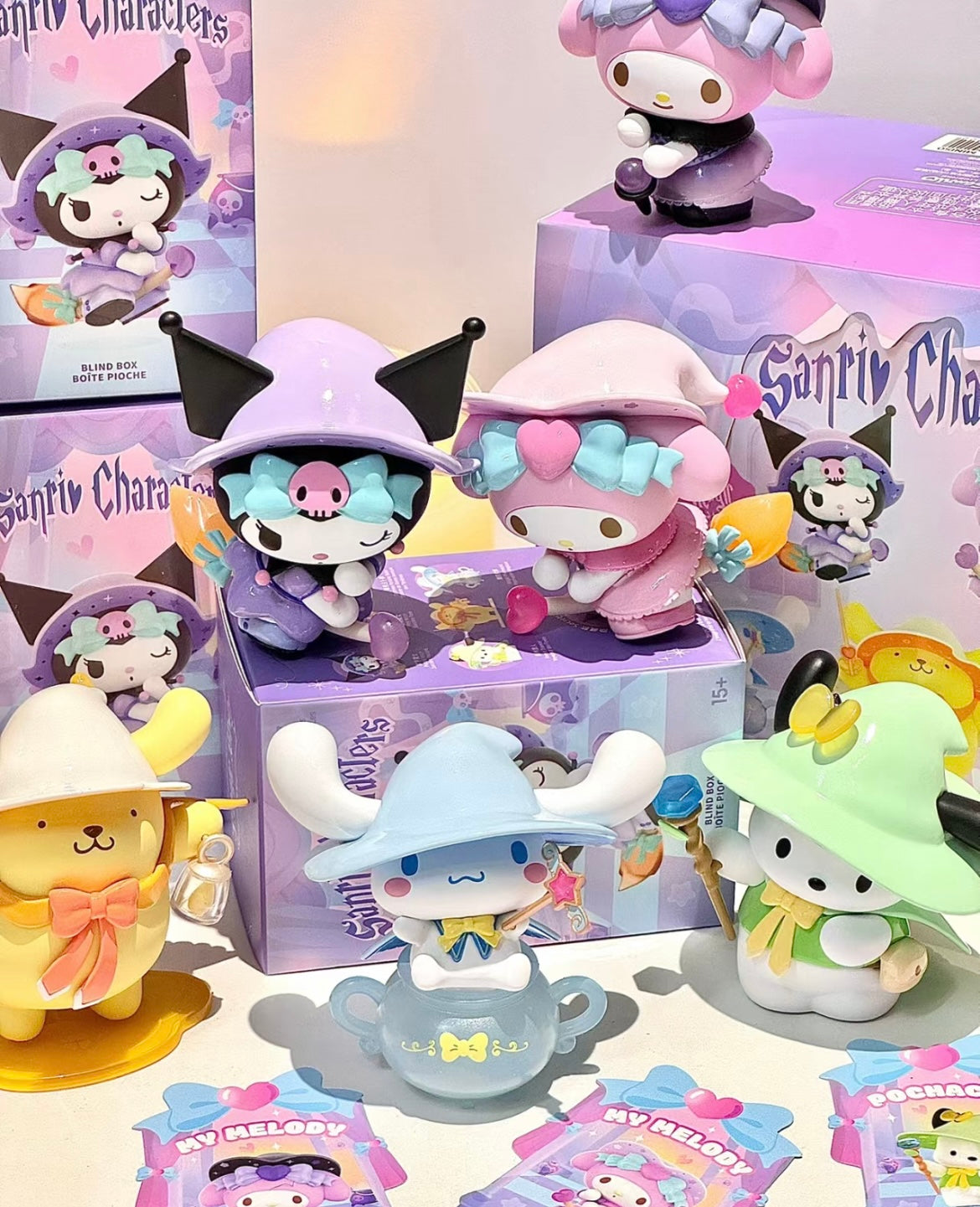 Sanrio Halloween Blind Box Toy Miniso Kuromi My Melody Pochacco Cinnamoroll Pompompurin Unopened and Random ( Full Set Guarantee’s one of each )