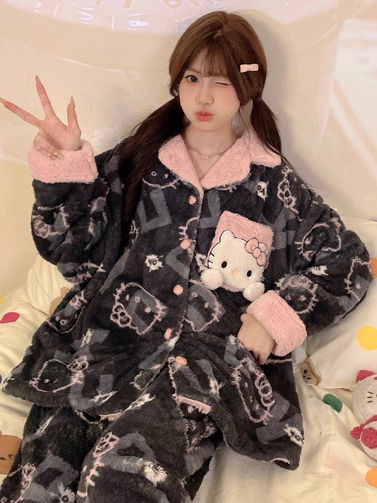 Sanrio Winter Black Pajamas Hello Kitty