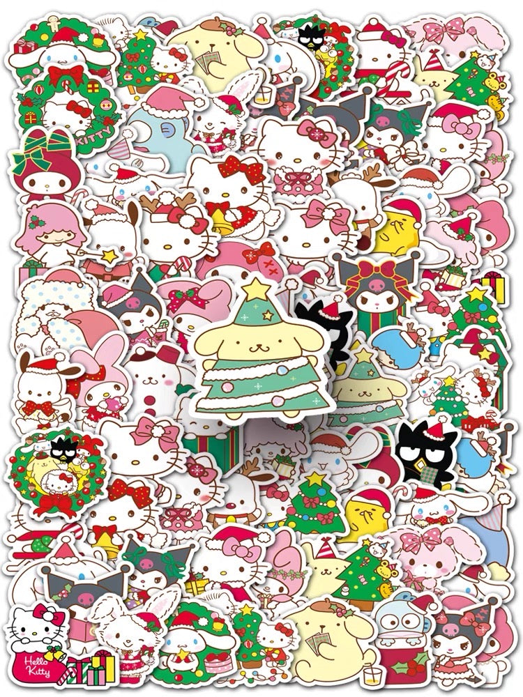 Sanrio 50 Pcs Mixed Hello Kitty and Friends Christmas Stickers