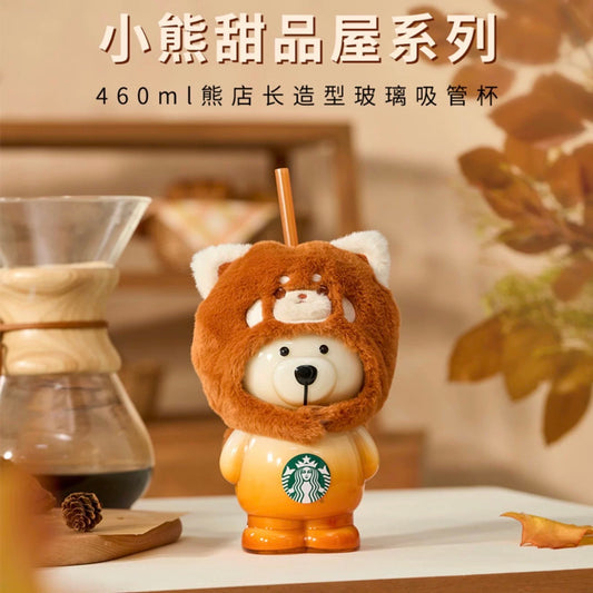 Authentic Starbucks Teddy Bear Cup Dessert House Style Glass Cup