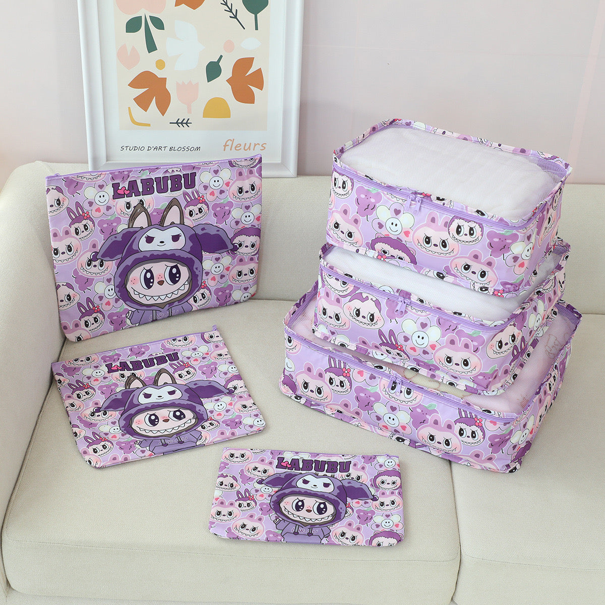 Labubu X Kuromi Storage Travel 6 Pcs Set Sanrio