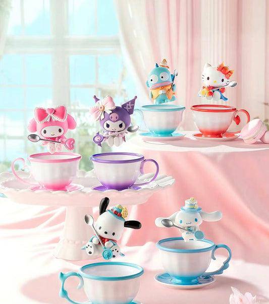 Cute Sanrio Tea Party Blind Box Hello Kitty Hangyodon Cinnamoroll My Melody Kuromi Pochacco Pompompurin