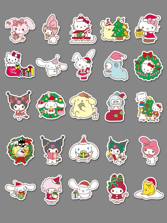 Sanrio 50 Pcs Mixed Hello Kitty and Friends Christmas Stickers