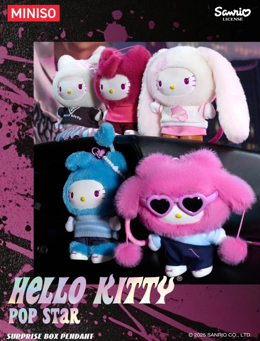 [Authentic] Sanrio Characters Miniso Hello Kitty Pop Star Blind Boxes Vinyl Plush Pendant